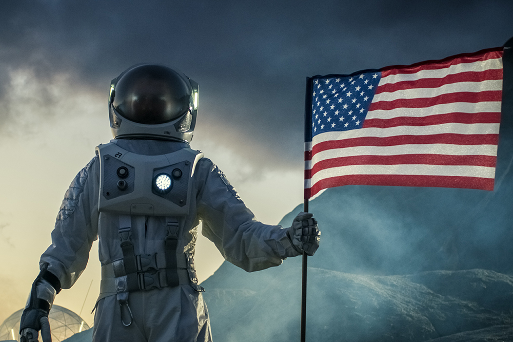 Astronaut with American flag